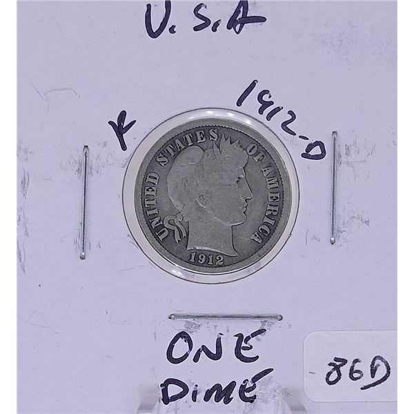 1912-D Silver Barber Dime