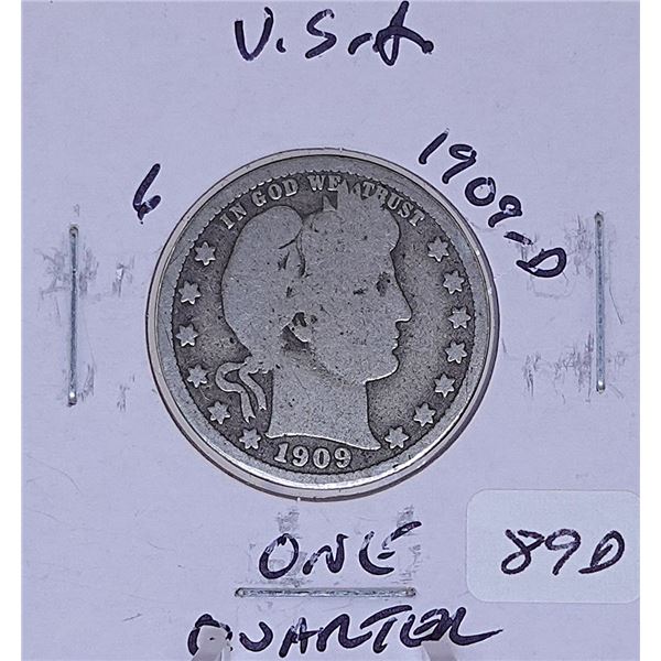 1909-D Silver Barber Quarter