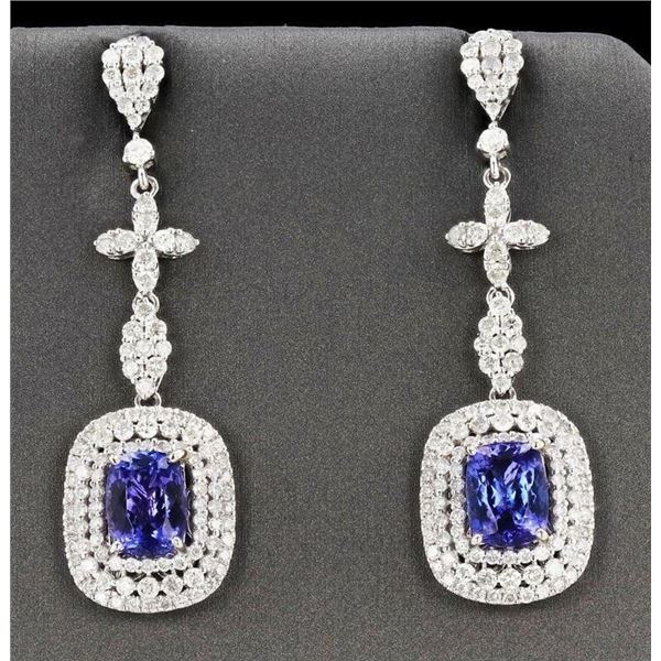 5.70CTW TANZANITE & 3.74CTW DIA 14K GOLD EARRINGS