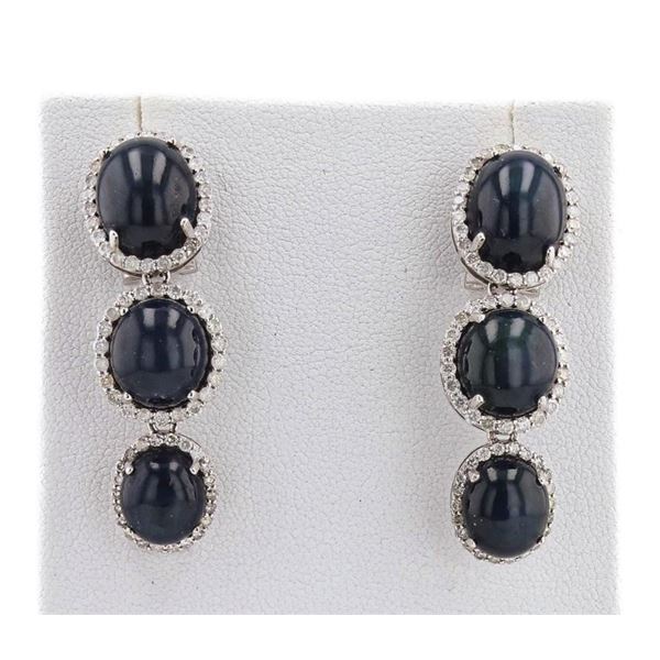 43.81CTW SAPPHIRE & 1.88CTW DIA 14K GOLD EARRINGS