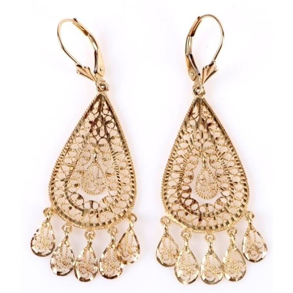 14K YELLOW GOLD CHANDELIER STYLE LADIES EARRINGS