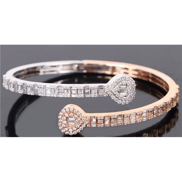 10K ROSE/WHITE GOLD DIAMOND HEART LADIES BRACELET