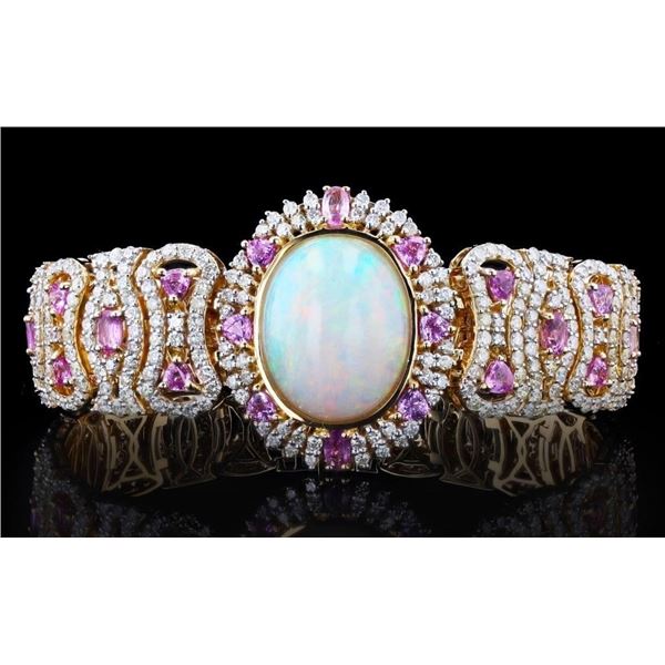 11.07CT OPAL & 13.21CTW DIA 14K GOLD BRACELET
