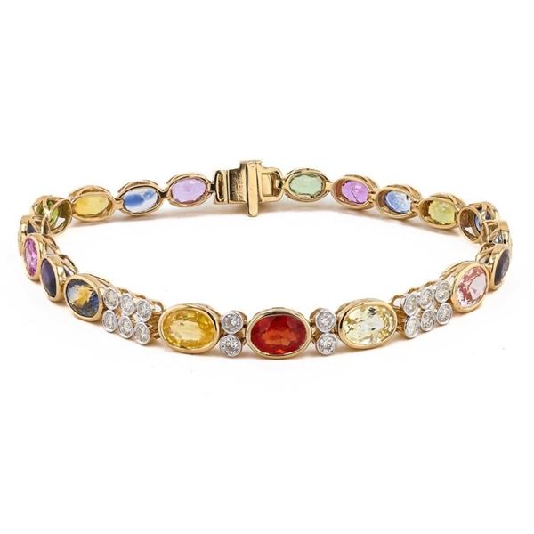 17.11CTW SAPPHIRE & 0.73CTW DIA 14K GOLD BRACELET