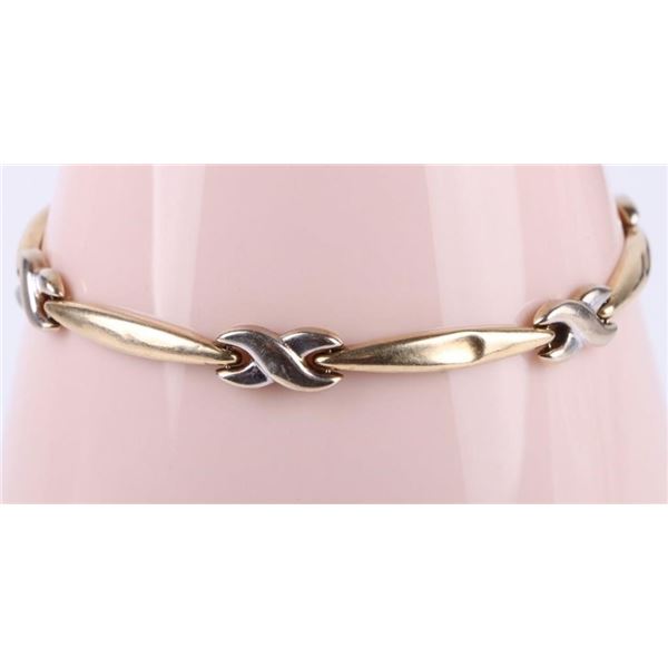 14K YELLOW & WHITE GOLD LADIES "X" BRACELET