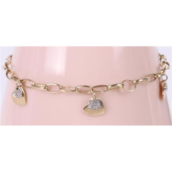 14K YELLOW & WHITE  GOLD HEART LADIES BRACLET