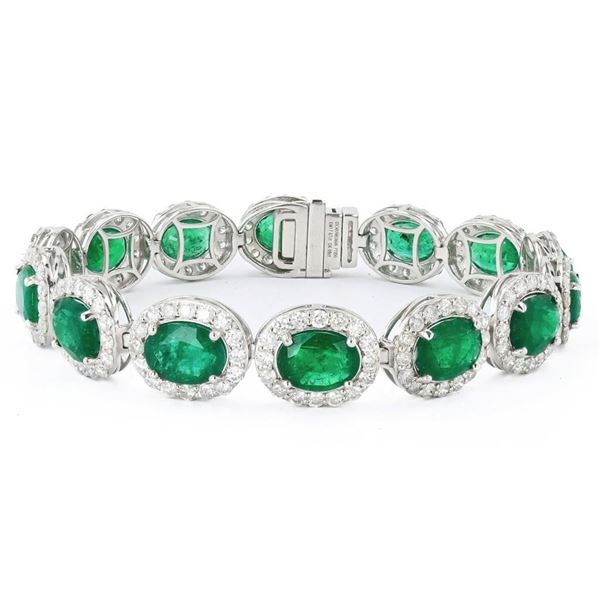 17.67CTW EMERALD & 6.09CTW DIAMOND PLAT BRACELET