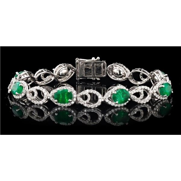 8.88CTW EMERALD & 2.87CTW DIA PLATINUM BRACELET