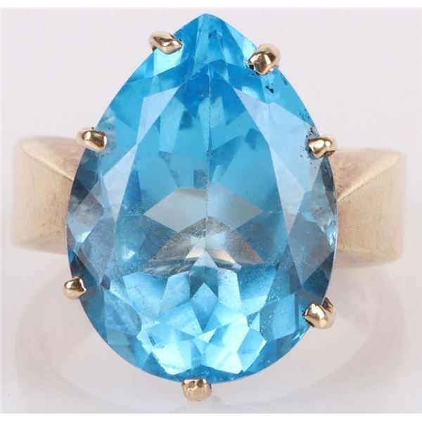 17.5 X 13.0MM PEAR BLUE TOPAZ 10K GOLD RING