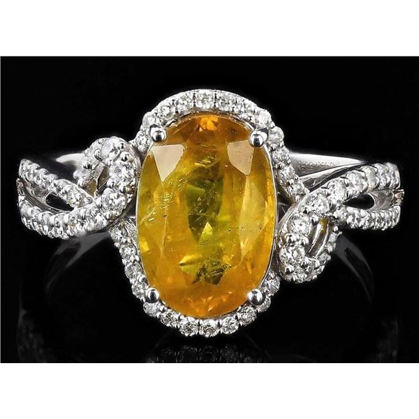 3.09CT YELLOW SAPPHIRE & 0.38CTW DIA 14K GOLD RING