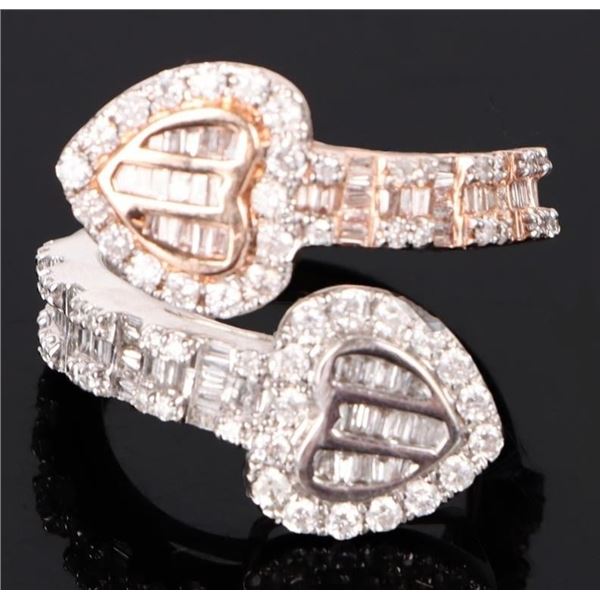 14K TWO-TONE ROSE & WHITE GOLD DIAMOND HEART RING