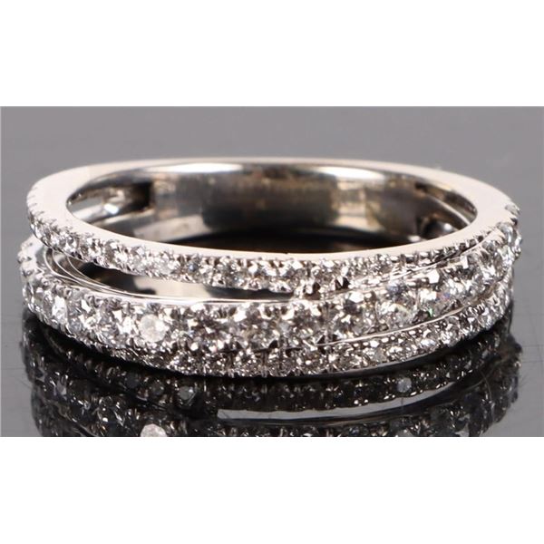 DIAMOND 14KT. WHITE GOLD DOUBLE ROW PAVE RING