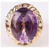 Image 2 : 14K YELLOW GOLD PURPLE AMETHYST DIAMOND RING