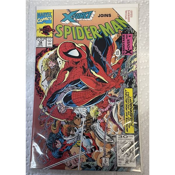 Marvel X - Force Joins Spider-Man #16 - 1991 Last McFarlane Spiderman Comic Book
