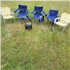 Image 1 : 5 Folding Lawn Chairs & Folding Stool
