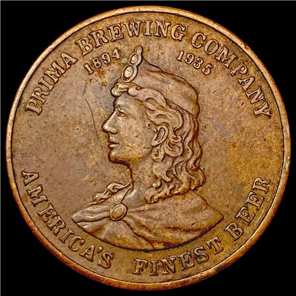 1935 Prima Brewing Co. Tavern Token CLOSELY UNCIRCULATED