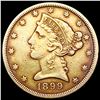 Image 1 : 1899 $5 Gold Half Eagle CLOSELY UNCIRCULATED