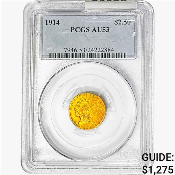 1914 $2.50 Gold Quarter Eagle PCGS AU53