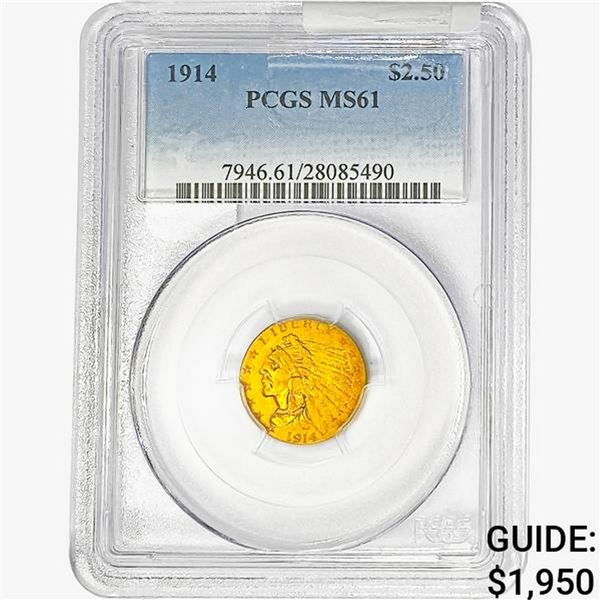 1914 $2.50 Gold Quarter Eagle PCGS MS61