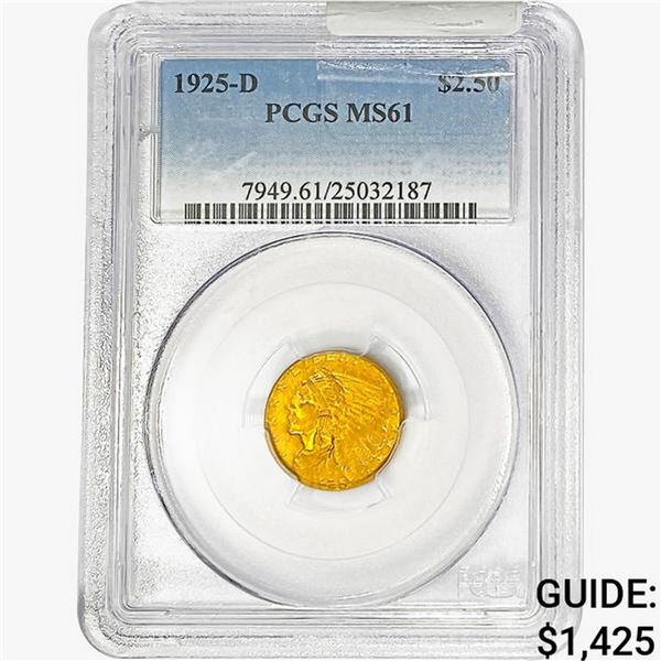 1925-D $2.50 Gold Quarter Eagle PCGS MS61