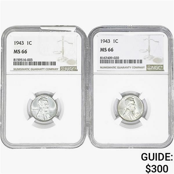 [2] 1943 Wheat Cent NGC MS66