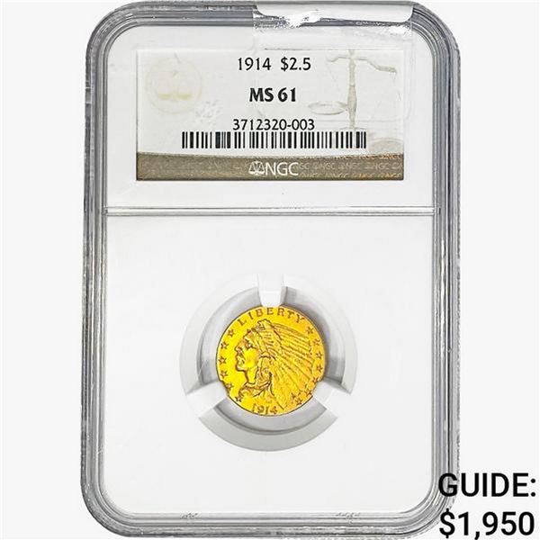 1914 $2.50 Gold Quarter Eagle NGC MS61