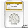 Image 1 : 1869 Seated Liberty Half Dollar PGA MS66+