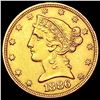 Image 1 : 1886 $5 Gold Half Eagle CLOSELY UNCIRCULATED