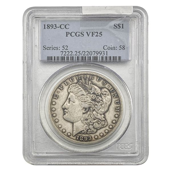 1893-CC Morgan Silver Dollar PCGS VF25