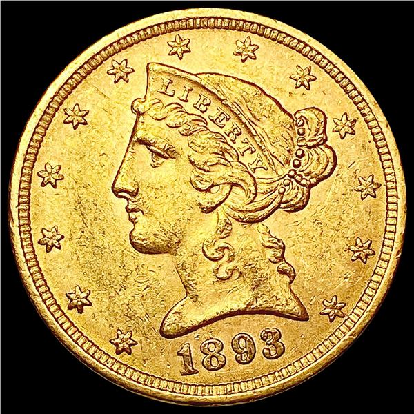 1893 $5 Gold Half Eagle UNCIRCULATED