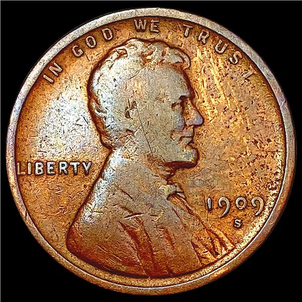 1909-S Wheat Cent LIGHTLY CIRCULATED
