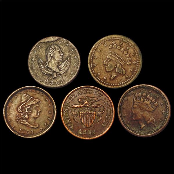 [5]1863-1864 Civil War Token Lot HIGH GRADE