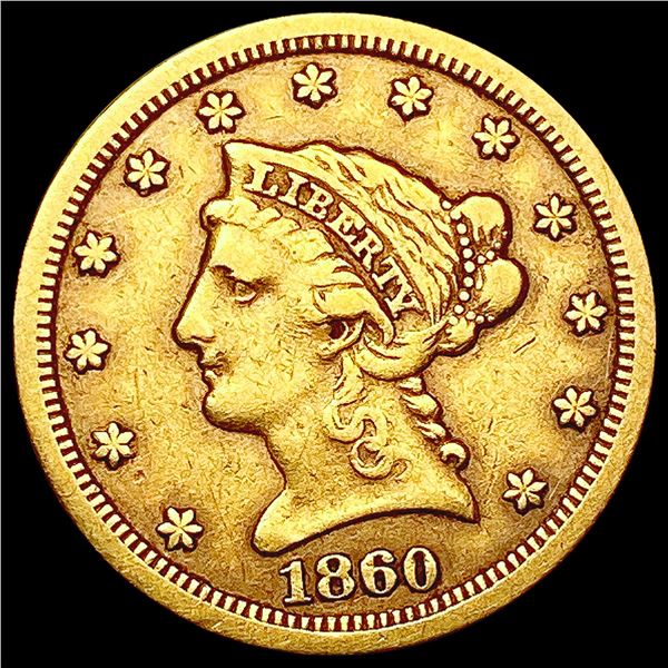 1860-S $2.50 Gold Quarter Eagle LIGHTLY CIRCULATED
