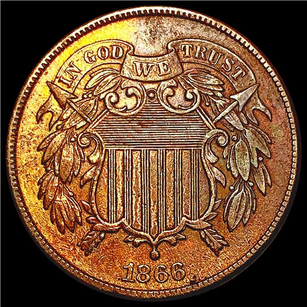 1866 Two Cent Piece CHOICE AU
