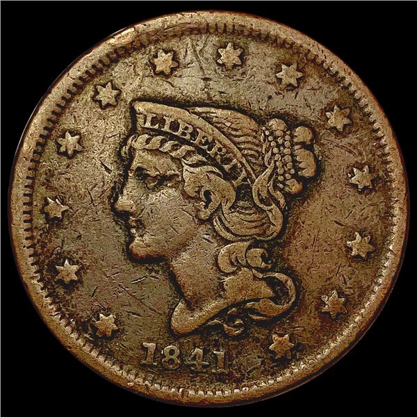 1841 Braided Hair Large Cent LIGHTLY CIRCULATED