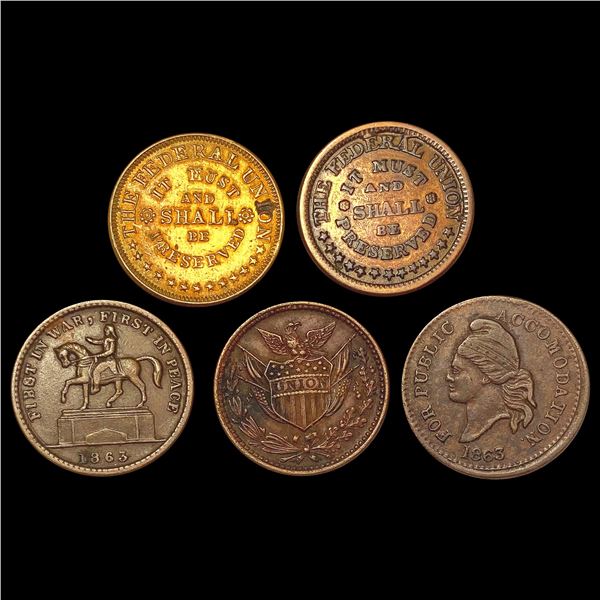 [5] Civil War Token Lot HIGH GRADE