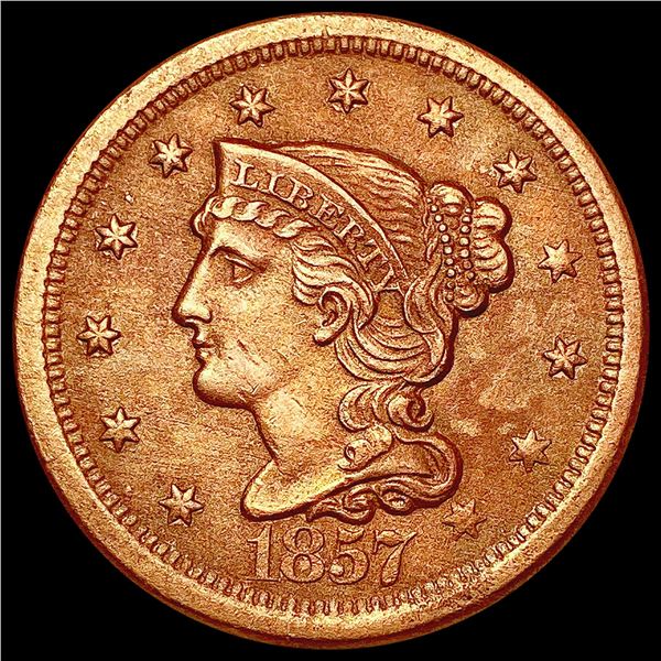 1857 Braided Hair Large Cent CLOSELY UNCIRCULATED