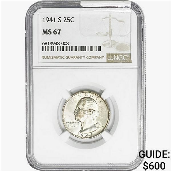 1941-S Washington Silver Quarter NGC MS67