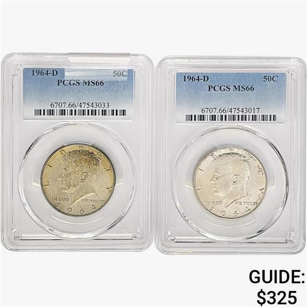 [2]1964-D Kennedy Half Dollar PCGS MS66