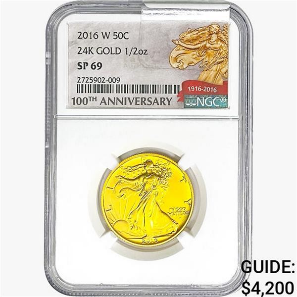 2016-W 24K 1/2oz.Gold Walking Lib. 50C NGC SP69