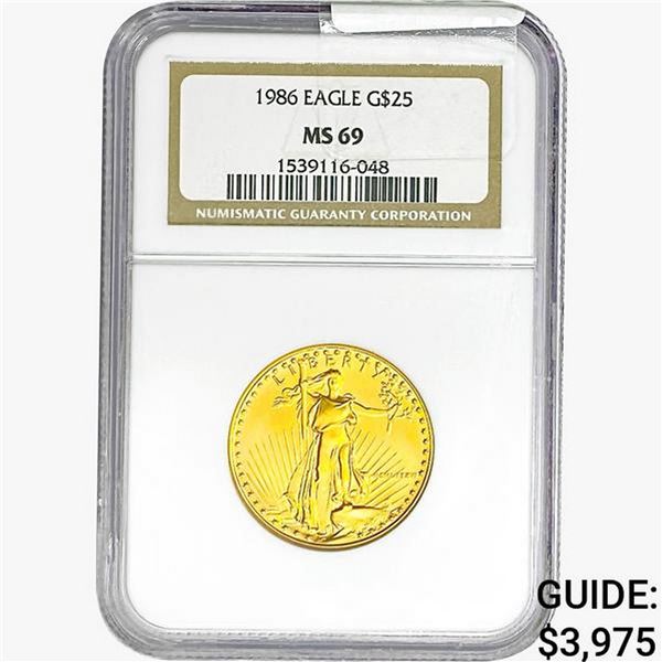 1986 1/4oz. Gold $25 Eagle NGC MS69