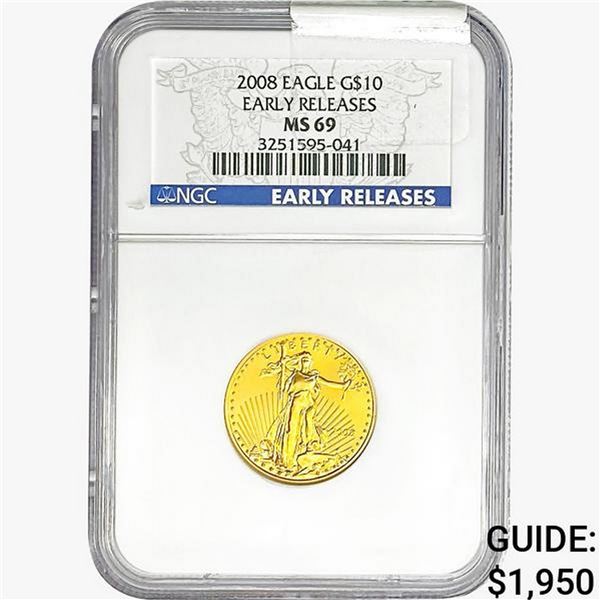 2008 1/4oz. Gold $10 Eagle NGC MS69 ER T-2