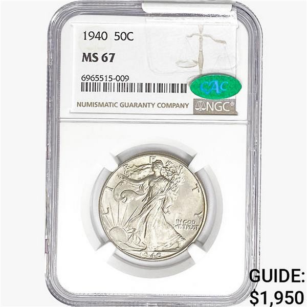 1940 CAC Walking Liberty Half Dollar NGC MS67