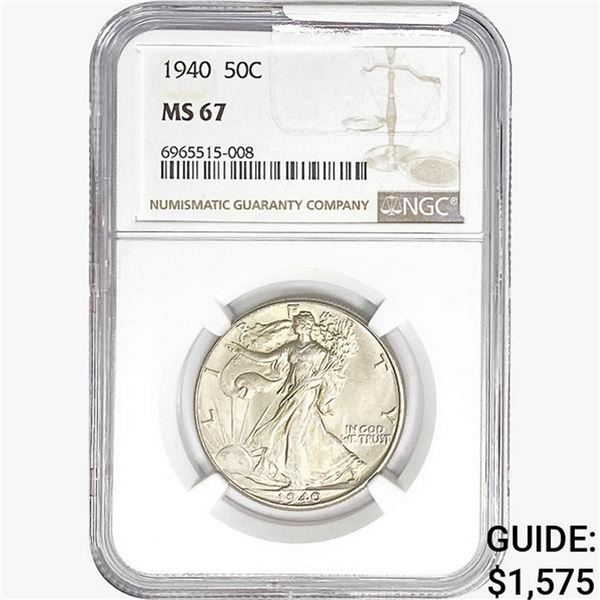 1940 Walking Liberty Half Dollar NGC MS67