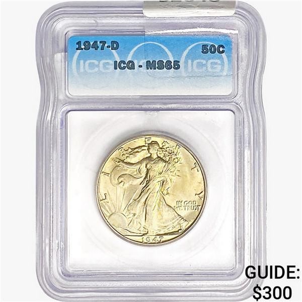 1947-D Walking Liberty Half Dollar ICG MS65
