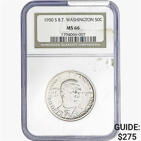 1950-S Booker T Half Dollar NGC MS66