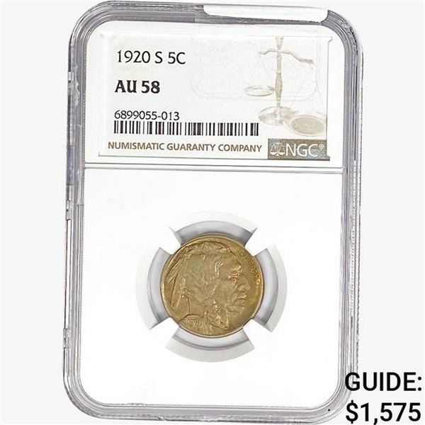 1920-S Buffalo Nickel NGC AU58