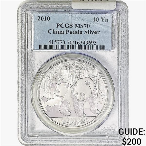 2010 1oz. Silver China Panda 10 Yuan PCGS MS70