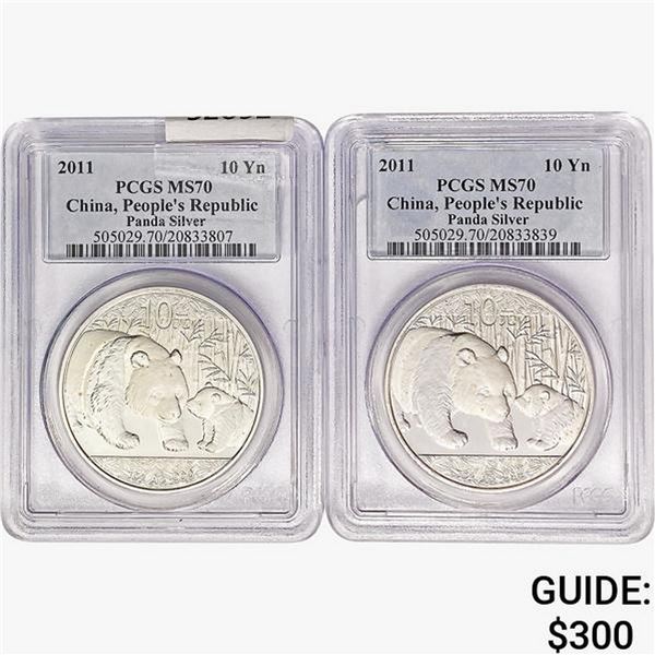 [2] 2011 1oz.SILV China Panda 10 Yuan PCGS MS70 People's Republic
