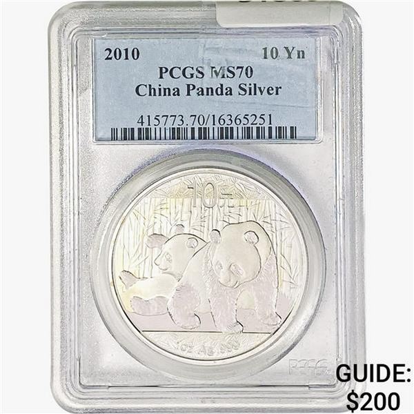 2010 1oz. Silver China Panda 10 Yuan PCGS M70